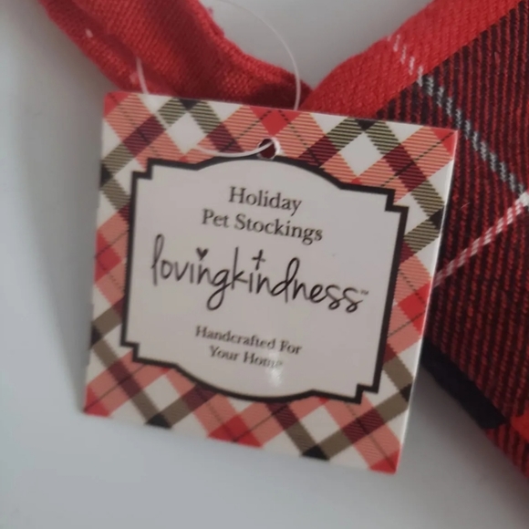 DOG/CAT Paw Shape Plaid Pet Christmas Stocking NEW - Picture 4 of 4